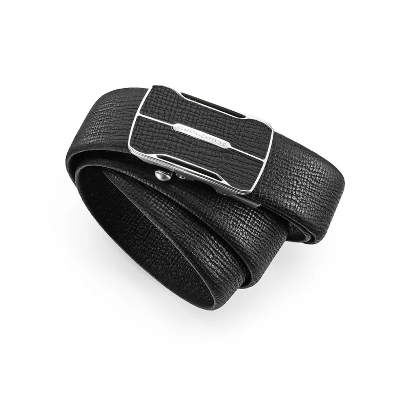 ROBERTA DI CAMERINO Top Grain Cow Leather Belts Men's Black Width 3.5CM-2