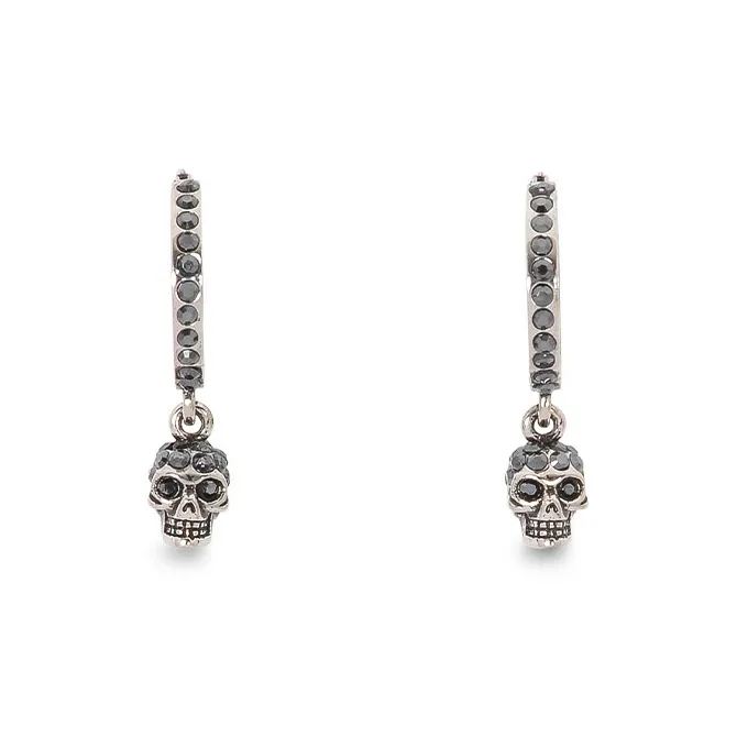 Alexander McQueen Skull Embellished Hoop Earrings-0