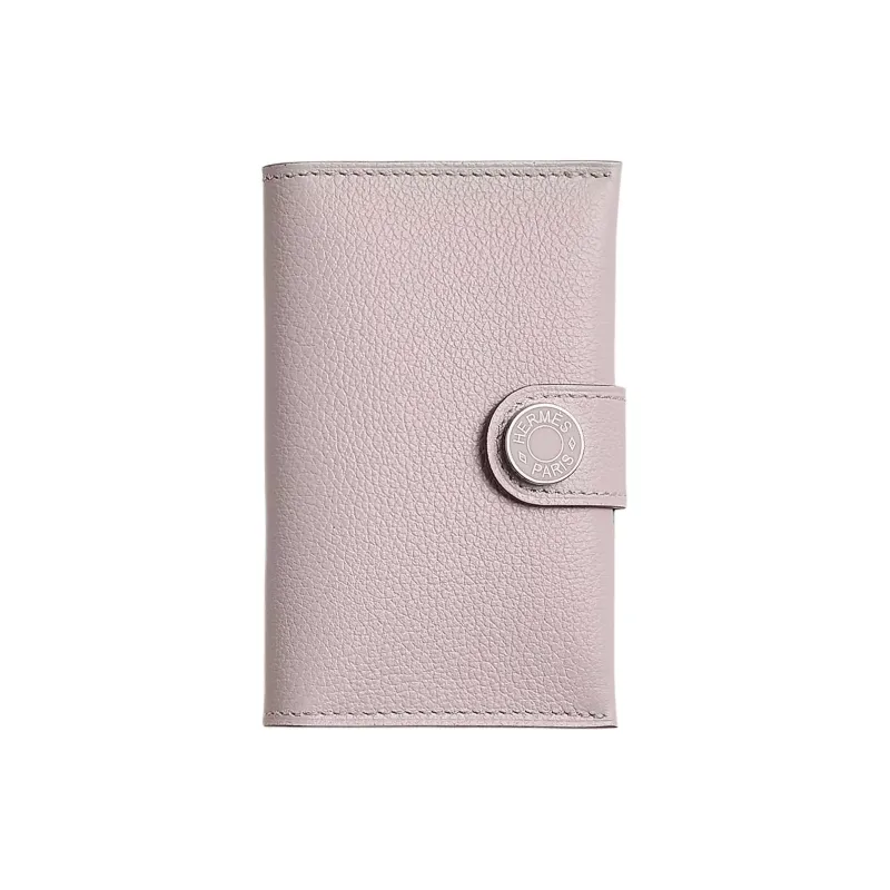 HERMES R.M.S Evercolor Leather Card Holder Women's Light Purple Red-0