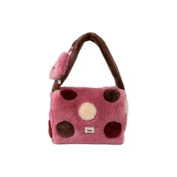 Tagi. Woolen One Shoulder Handbag Small Size Women's QuicheBlock Pink