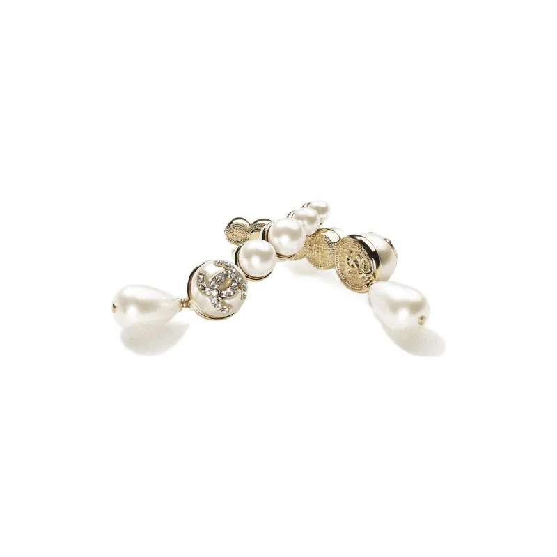 CHANEL Earrings Women's Gold, White-1