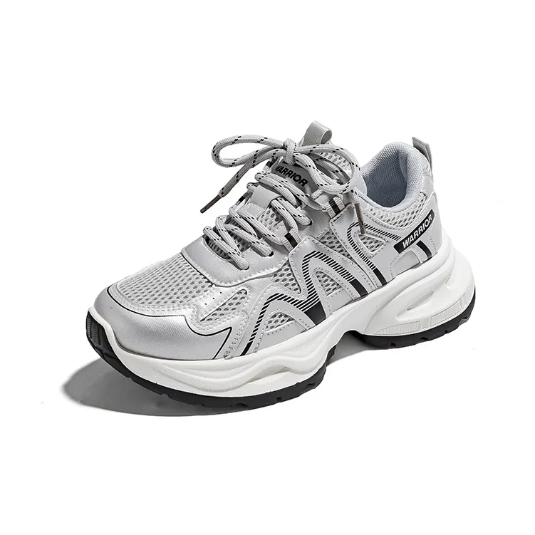 Warrior Low Top Casual Running Shoes Unisex Silver Gray-1