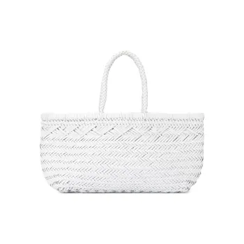 Dragon Diffusion Smooth Buffalo Leather Basket Handbag Tubas Women's White