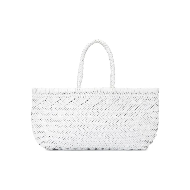 Dragon Diffusion Smooth Buffalo Leather Basket Handbag Tubas Women's White-0