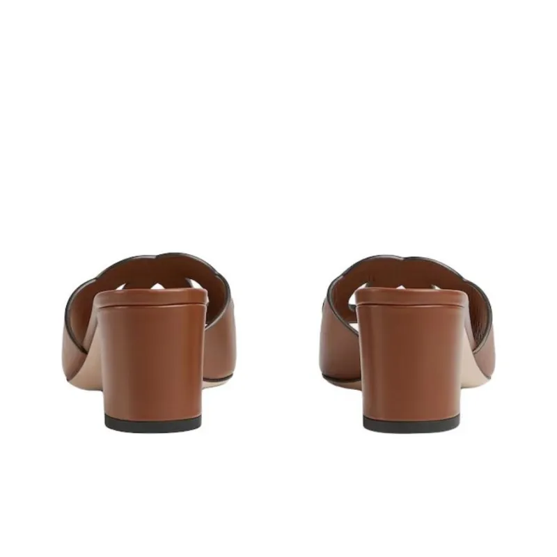 GUCCI Interlocking Slide Slippers Women's Brown-3