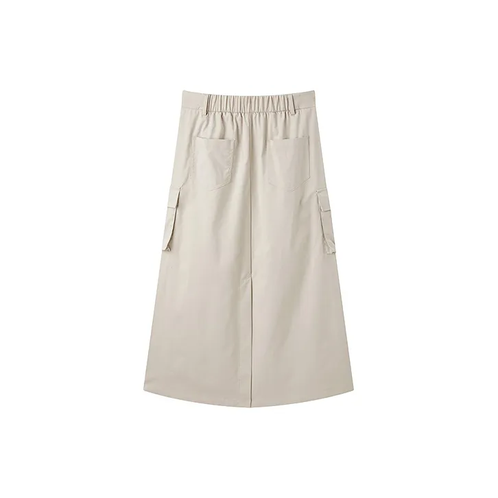 LEDIN Casual Long Skirts Women's Beige Camel-1