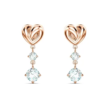 Swarovski Faux Crystal Stone Earrings Women's White Rose Gold Tone Plated