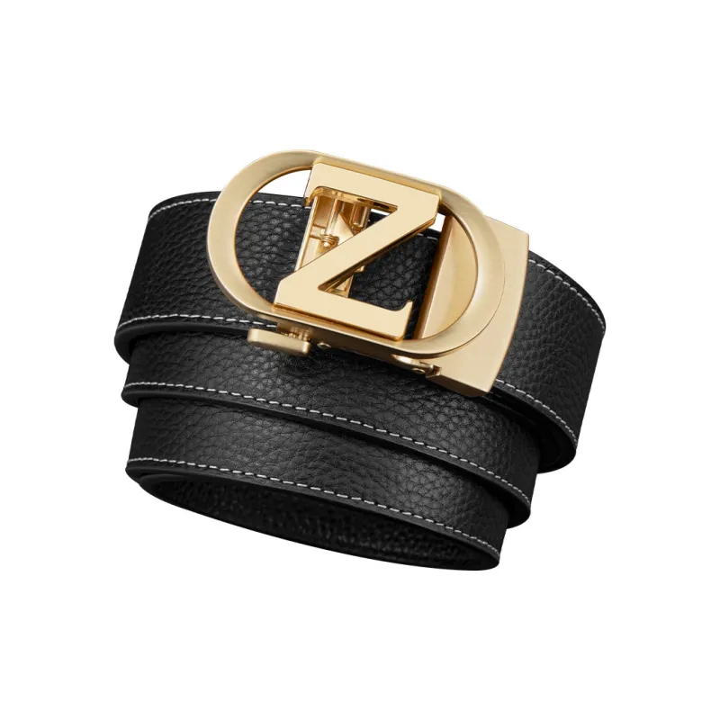 LUCKY LION Middle Aged Automatic Buckle Business Advanced Elegant Leather Belts Men's-5