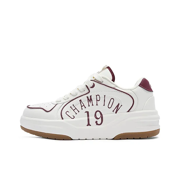 Champion Anti-Slip Wear-Resistant Skateboard Shoes Women's Dark Red-0