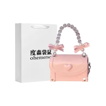 Dusen Kangaroo PU Shoulder Bag, Crossbody Bag, Handbag Small Size Women's Pink