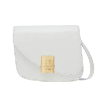 FERRAGAMO Calfskin Shoulder Bag, Crossbody Bag Trumpets Women's White & Sky Blue & Cement