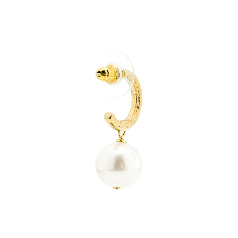 CHANEL Pearl Hoop Earrings-2