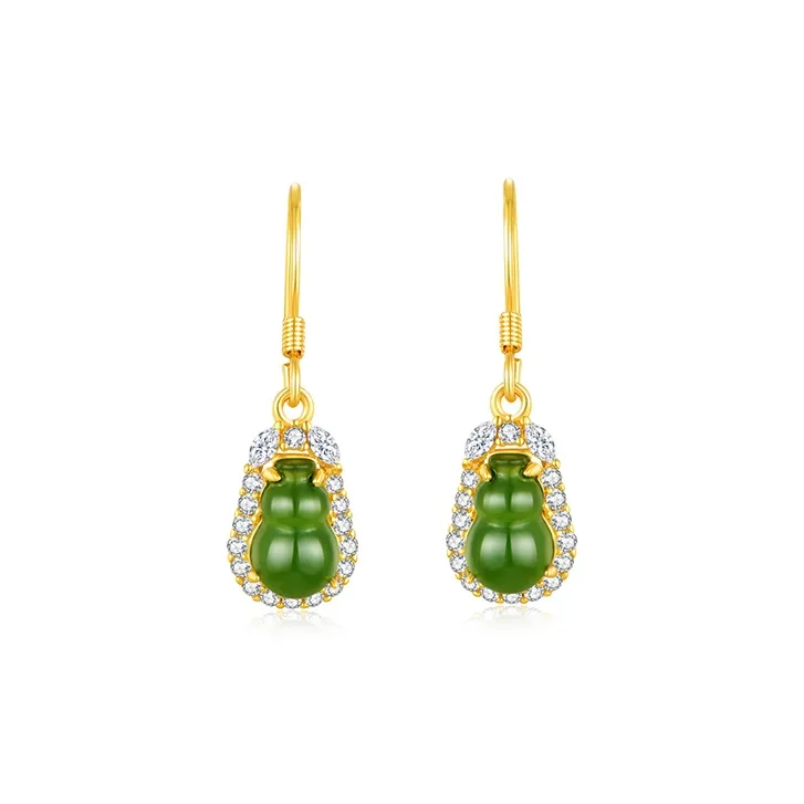 Emerald Dynasty S925 Silver Hetian Jade Earrings Women's-0
