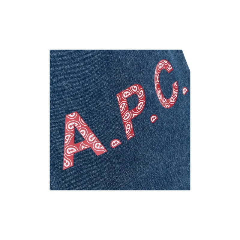 A.P.C Logo Printed Denim Tote Bag-3