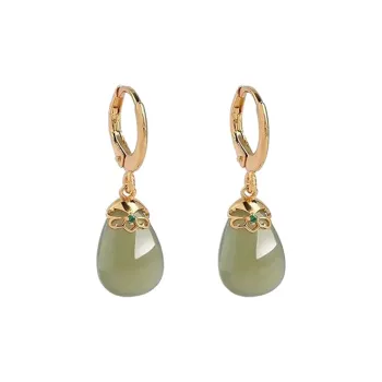 Xiaoyinjiang S925 Silver Hetian Jade Earrings Women's