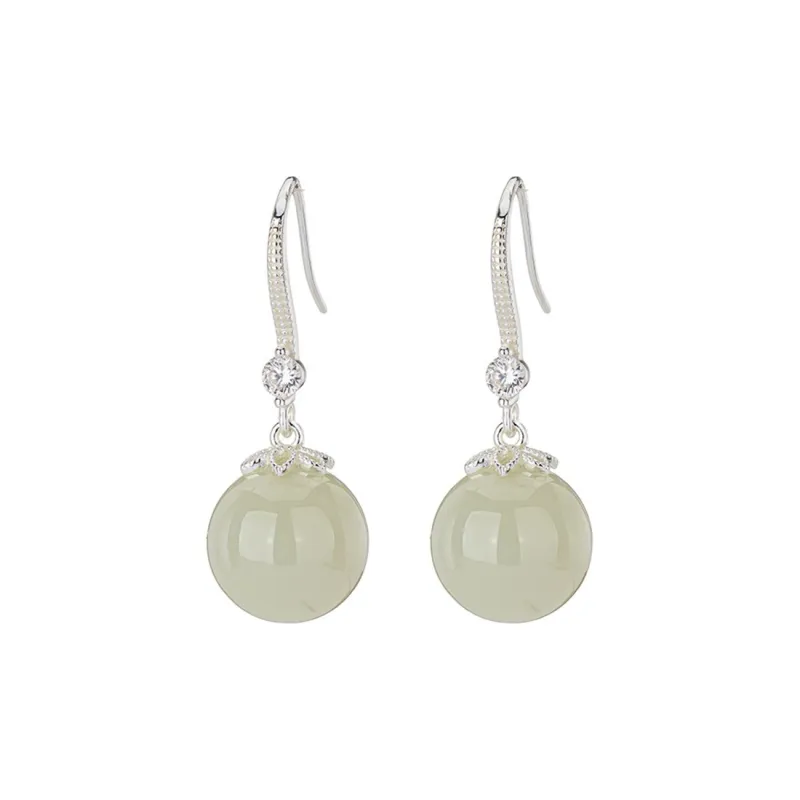 QLADY Earrings Green Jade Women's-7