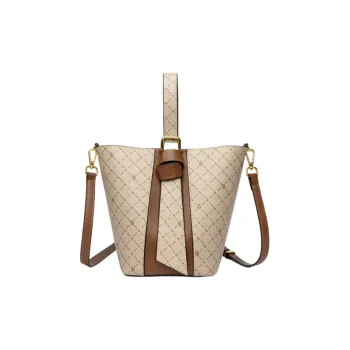 JIEXINI Abrasion Resistant Material Bucket Bag Combo Bag Handheld One Shoulder Handbag Regular Women's Khaki/Letter