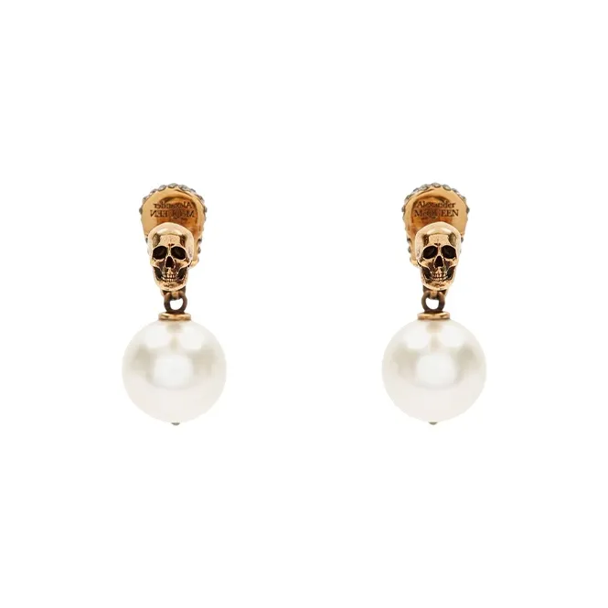 Alexander McQueen Pearl Pave Skull Earrings-1