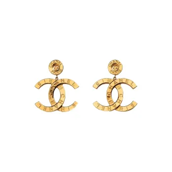 CHANEL Paris Button Earrings Large