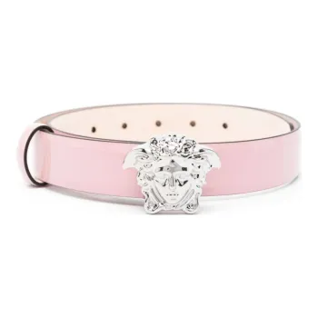 VERSACE Medusa Logo Head Buckle Leather Belts Women's Pink -