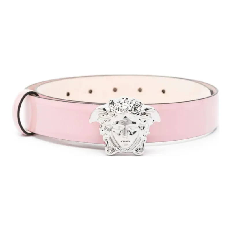 VERSACE Medusa Logo Head Buckle Leather Belts Women's Pink --0