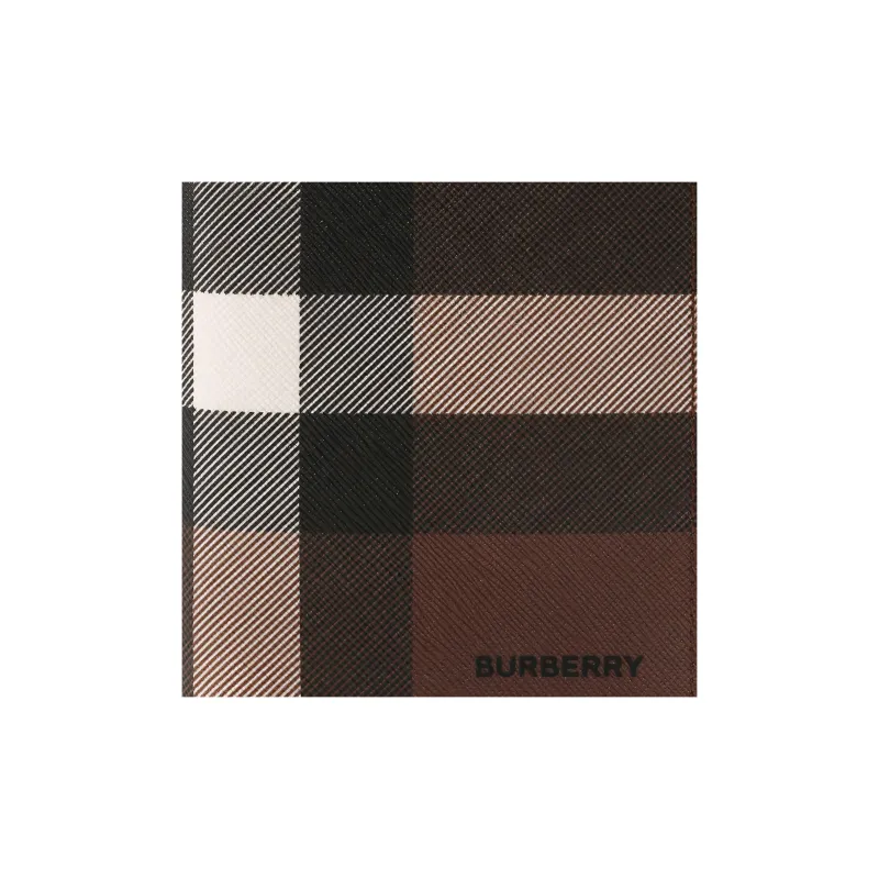Burberry Faux Leather With Textile Coin Purses Wallets Men's Brown-3