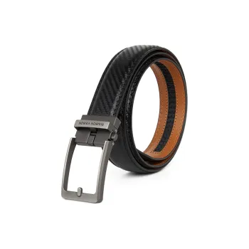 MAISON VINSON Men's, Automatic Buckle Casual Business Pants With Belt Cow Split Leather Belt Men's Width 3.5cm