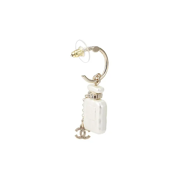 CHANEL Metal Earrings Women's White-2