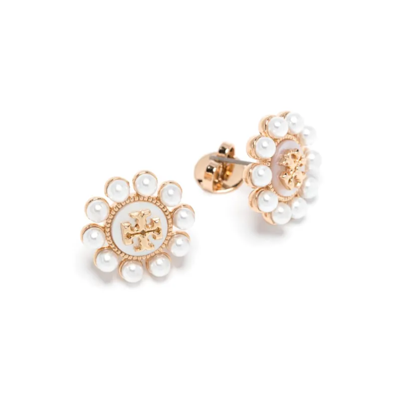 TORY BURCH Kira Flower Pearl Stud Earrings-1