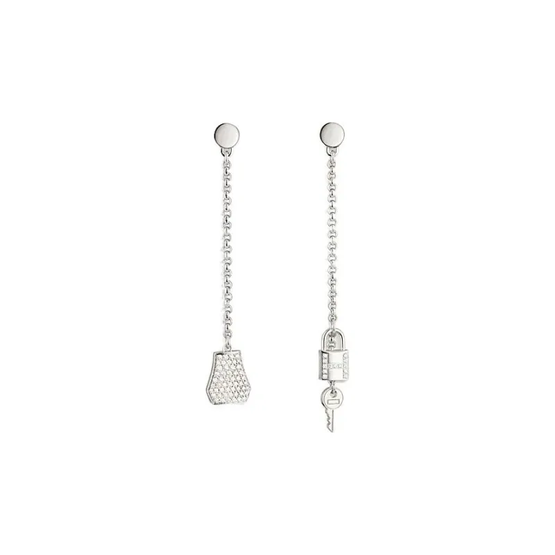 HERMES Kelly Earrings Women's White-0