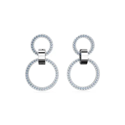 Swarovski Faux Crystal, Rhodium Plated Earrings Women's Silver