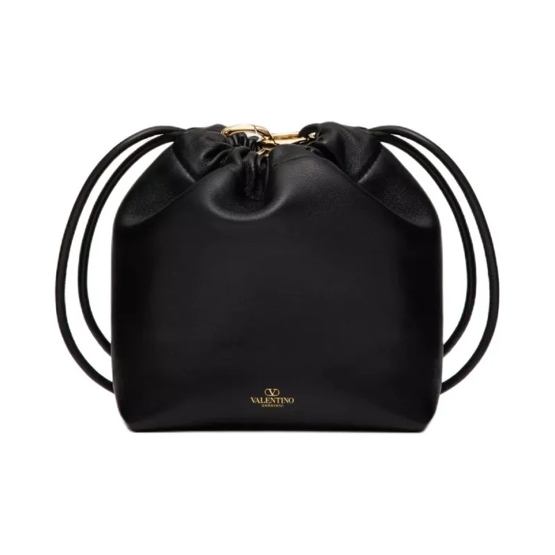 Valentino Nappa Leather Bucket Bags Shoulder Bag Crossbody Bag Mini Women's Black-3