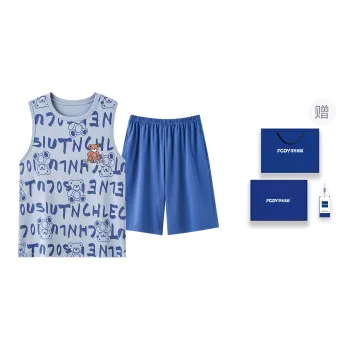 Floating Light Islands Pajama Set Men's Gift Box Set Blue