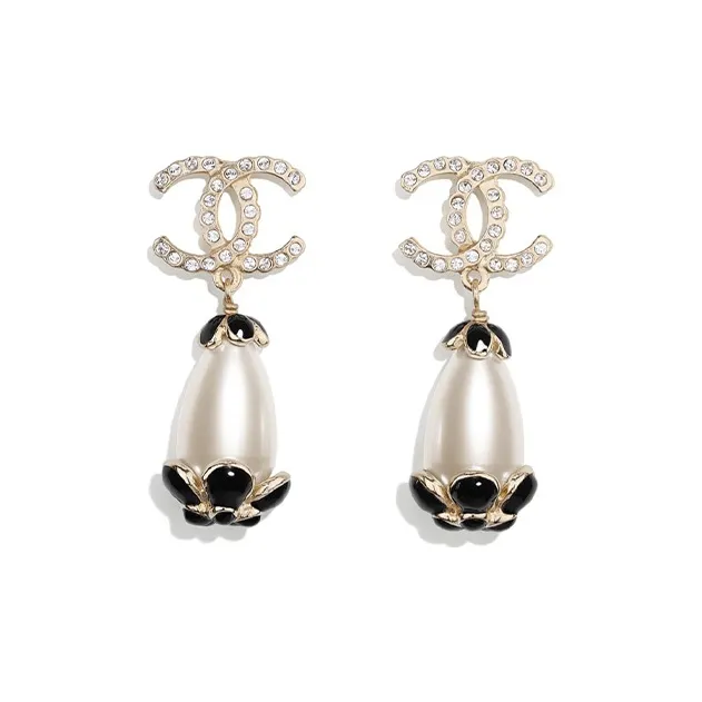 CHANEL Earrings Women's Gold/Pearl White/Black-0