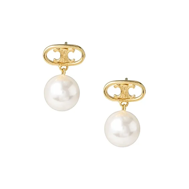 CELINE Les Perles CELINE Earrings In Brass With Gold Finish And Glass Pearls-3