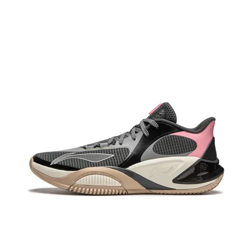 LINING Basketball Shoes Men Low-Top Dim Gray/Black/Prickly Pear Pink