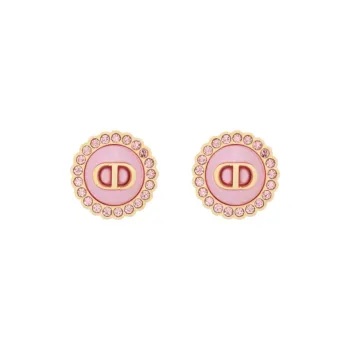 DIOR Metal Crystal Glass Earrings Women's Pink