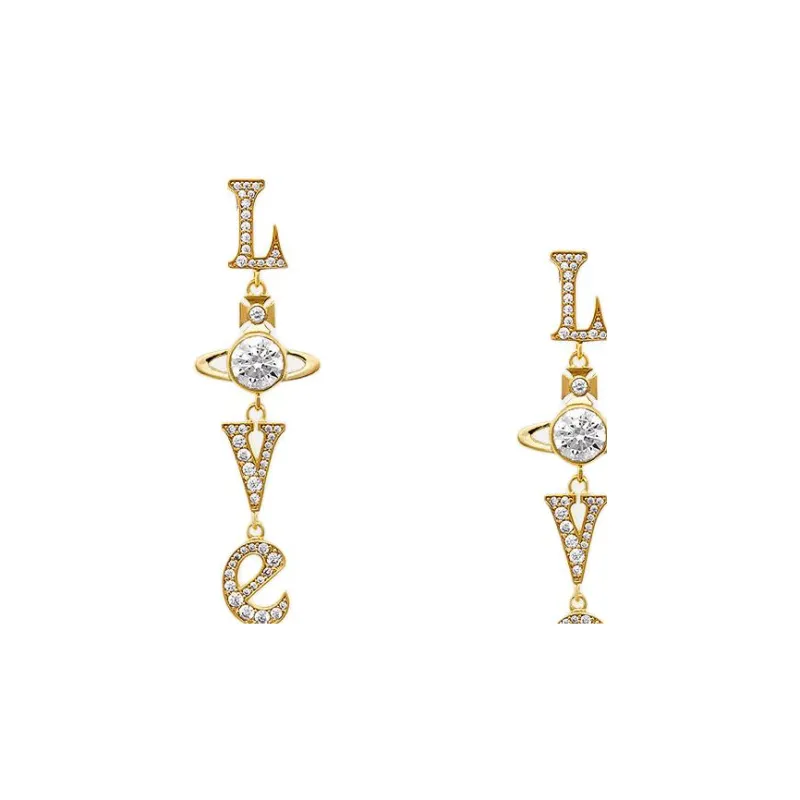 Vivienne Westwood Crystal, Electroplated, Cubic Zirconia, Brass Earrings Women's Gold-2
