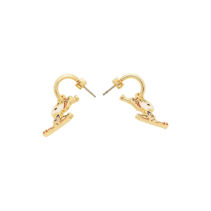 COACH Brass Enamel Cubic Zirconia Earrings Women's Gold-2