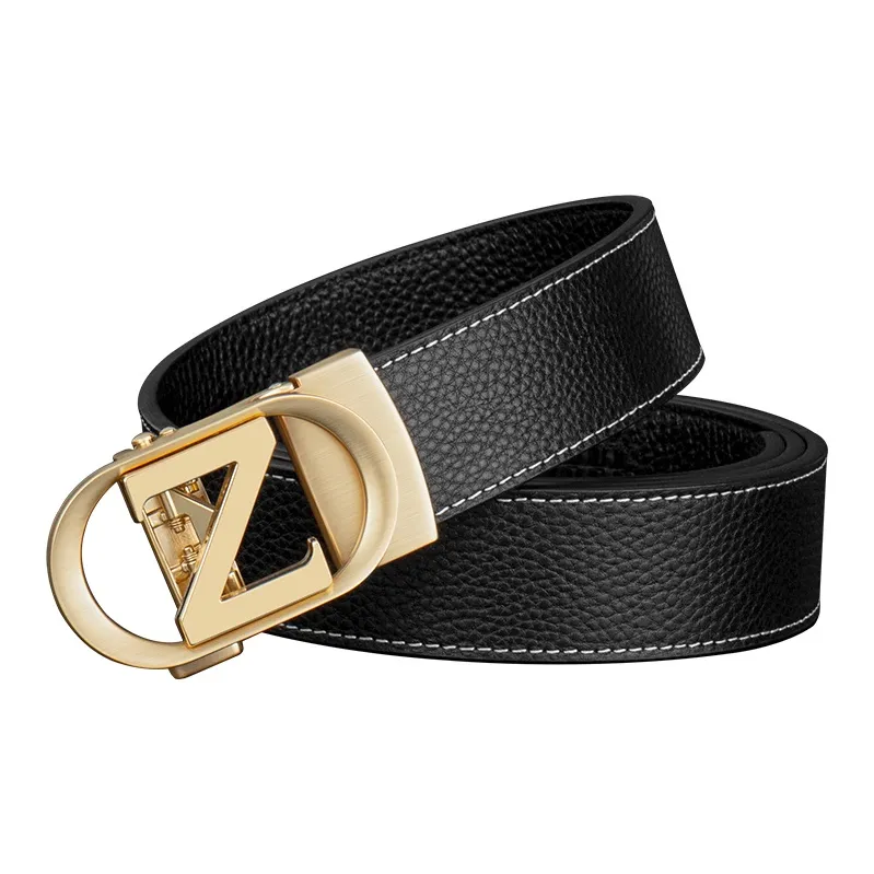 LUCKY LION Middle Aged Automatic Buckle Business Advanced Elegant Leather Belts Men's-2