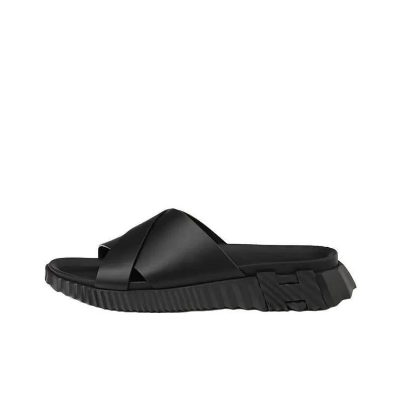 HERMES Slide Slippers Men's Black-0