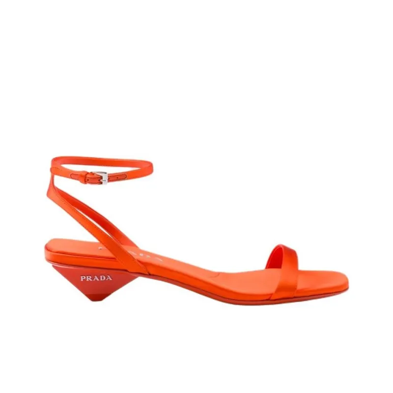 PRADA Triangle-heel Satin Sandals-1