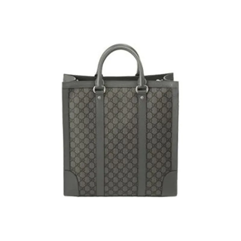 GUCCI Ophidia Canvas With Leather Tote Bag Shopping Bag Handbag Medium Size Men's Gray-5