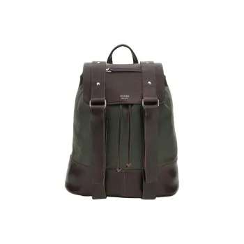 GUESS Genuine Leather With Cotton Backpack Men's Green