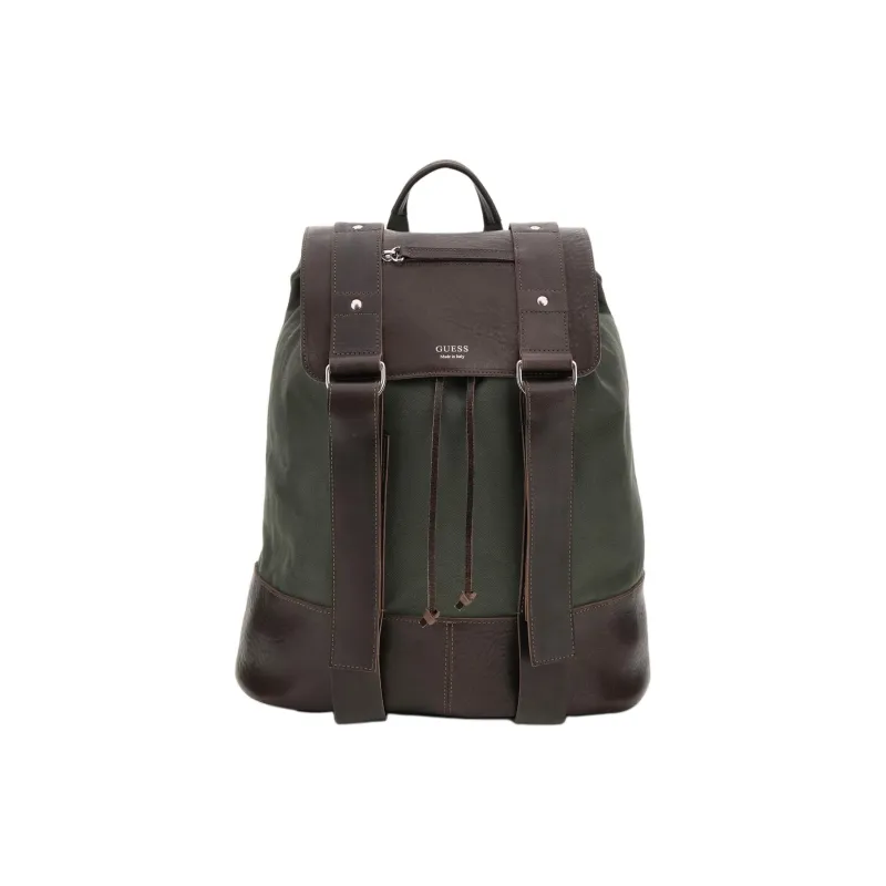 GUESS Genuine Leather With Cotton Backpack Men's Green-0