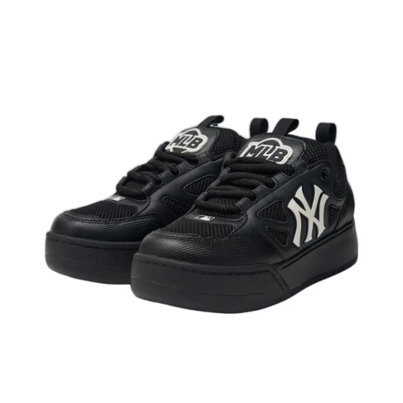 MLB Chunky Wide Anti Slip Wear Resistant Low Top Skateboard Shoes Unisex Black-2