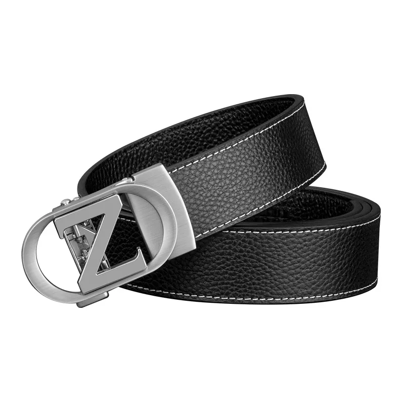 LUCKY LION Middle Aged Automatic Buckle Business Advanced Elegant Leather Belts Men's-16