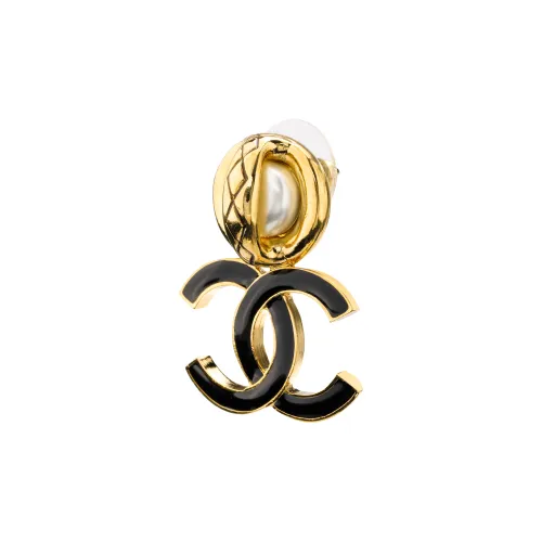 CHANEL Earrings Women's Black/Gold