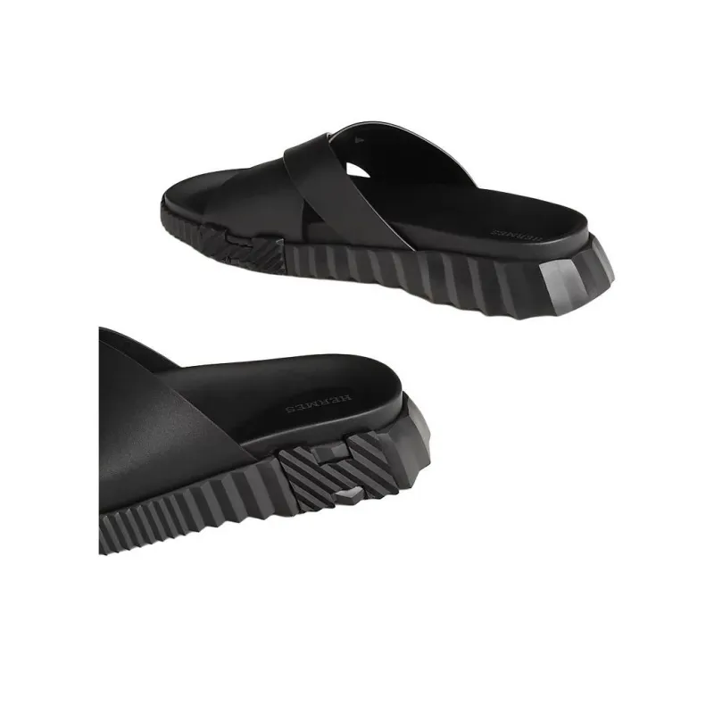 HERMES Slide Slippers Men's Black-5