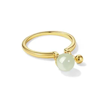 Worship 925 Sterling Silver Hetian Jade Rings Women's Pale Greenish White Jade